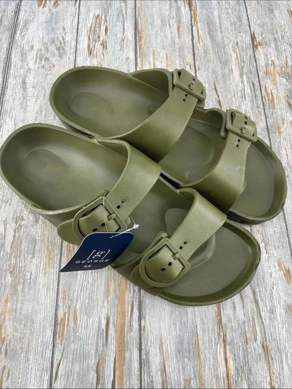 Men’s Two Buckle Slide Sandals Shoes Size 13